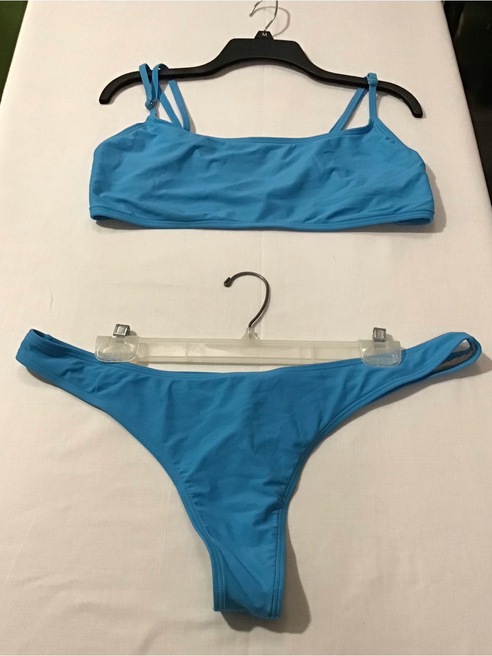 Solid Blue Minimalist Strappy Bikini Set